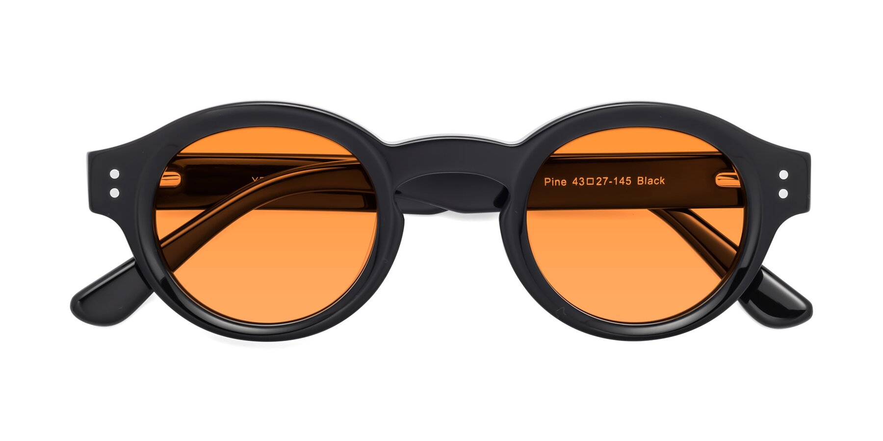 Folded Front of Pine in Black with Orange Tinted Lenses