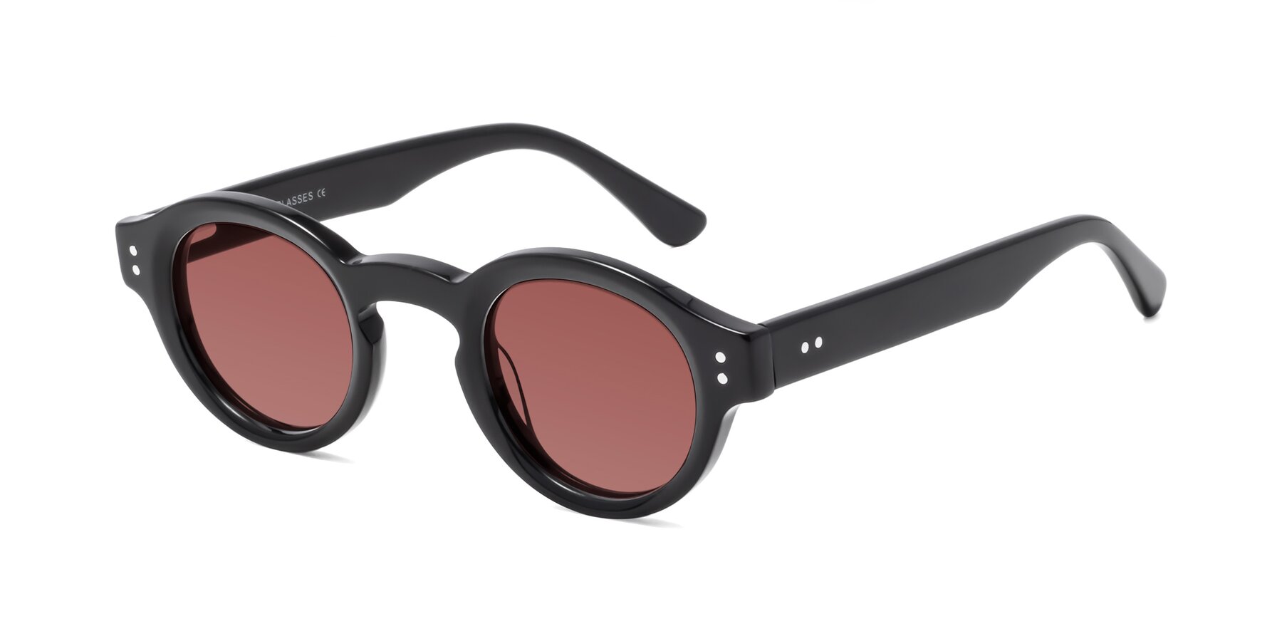 Angle of Pine in Black with Garnet Tinted Lenses