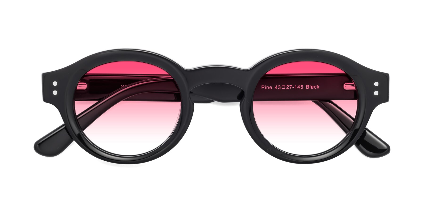 Folded Front of Pine in Black with Pink Gradient Lenses