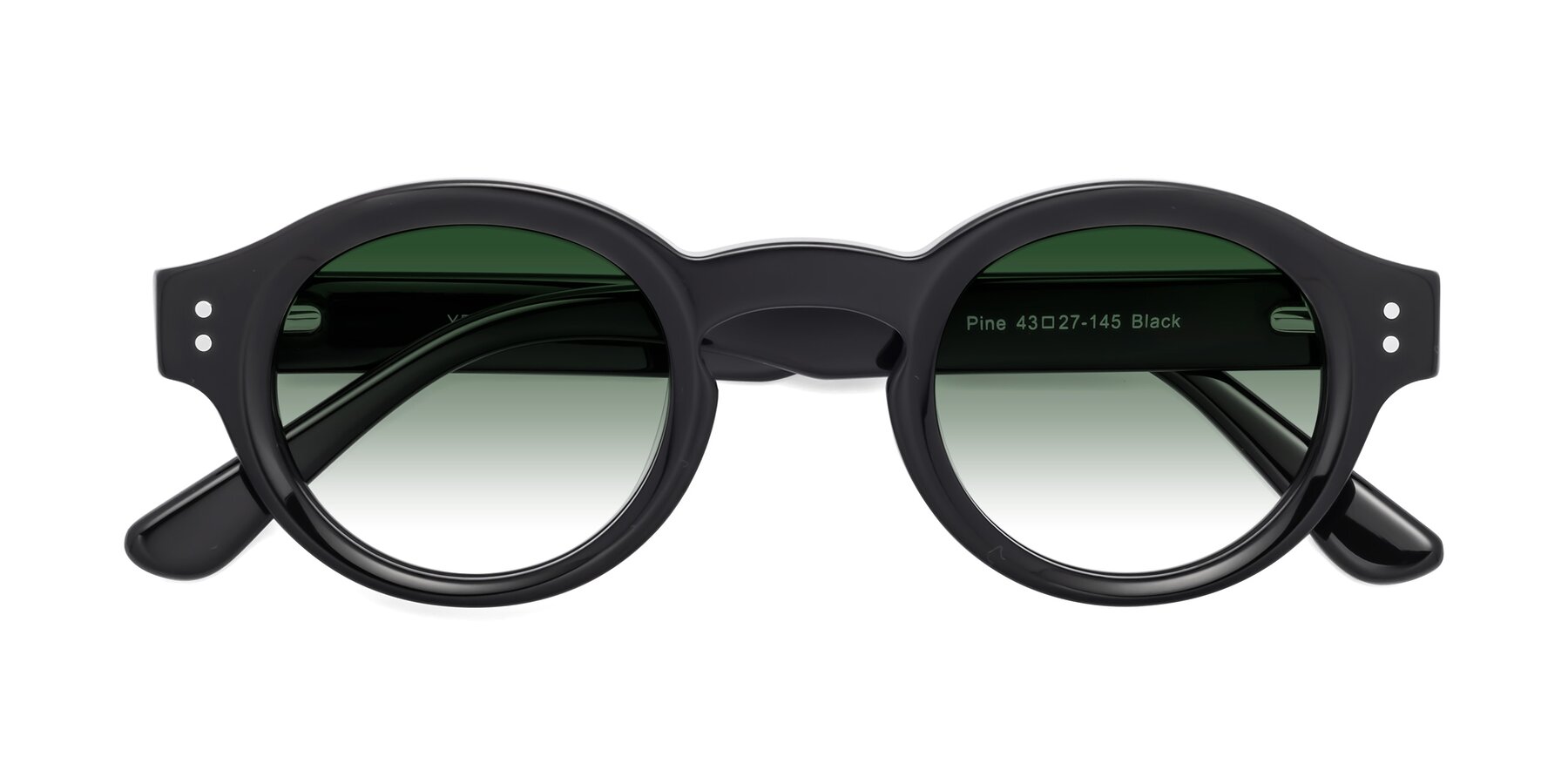 Folded Front of Pine in Black with Green Gradient Lenses