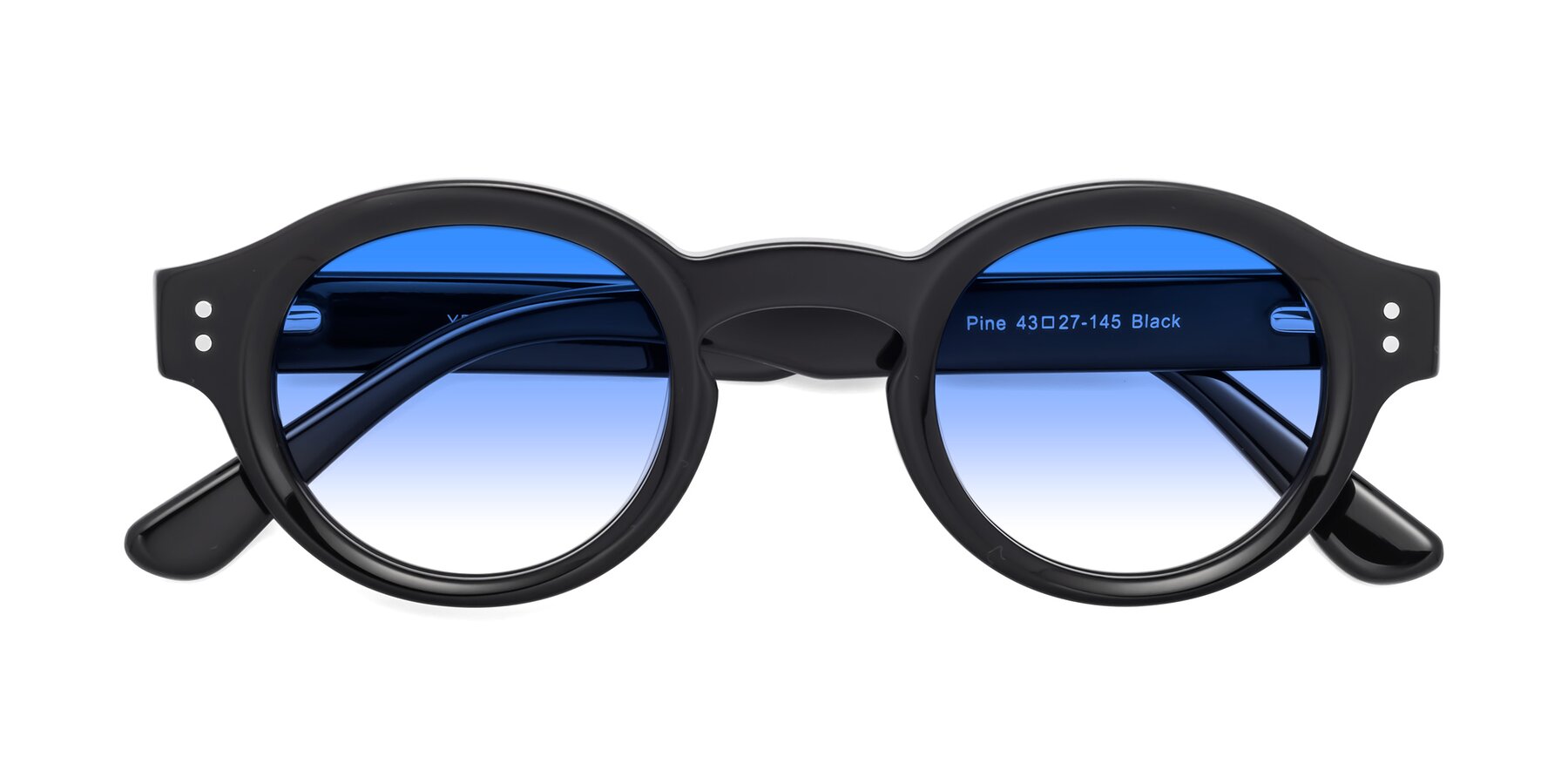 Folded Front of Pine in Black with Blue Gradient Lenses