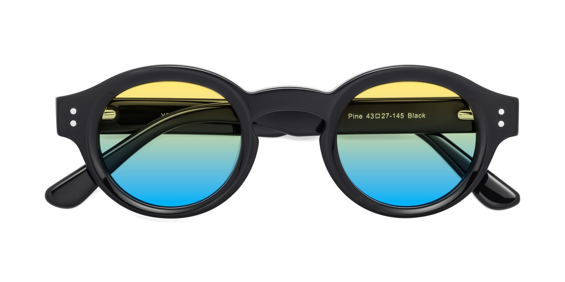Folded Front of Pine in Black with Yellow / Blue Gradient Lenses