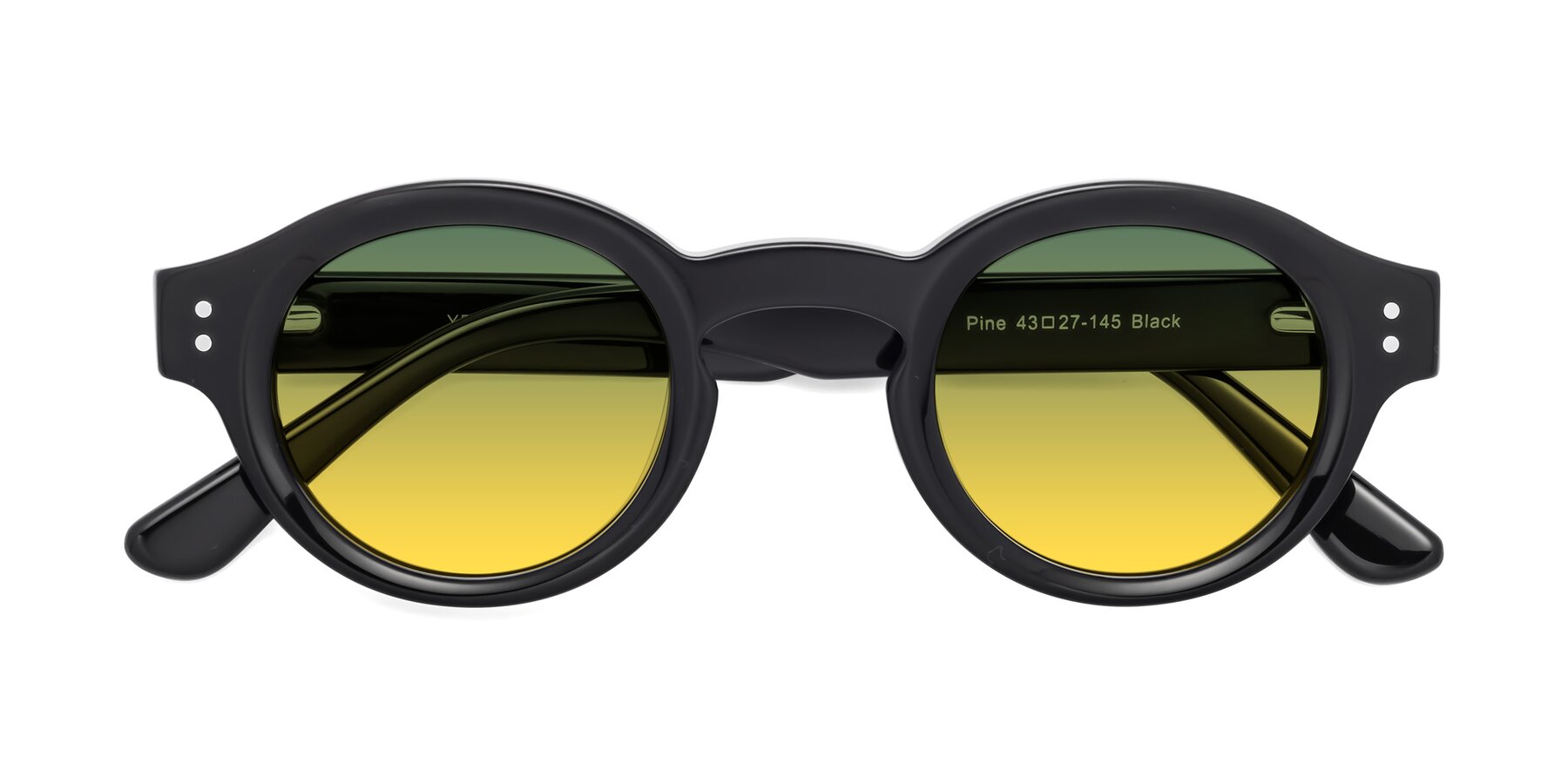 Folded Front of Pine in Black with Green / Yellow Gradient Lenses