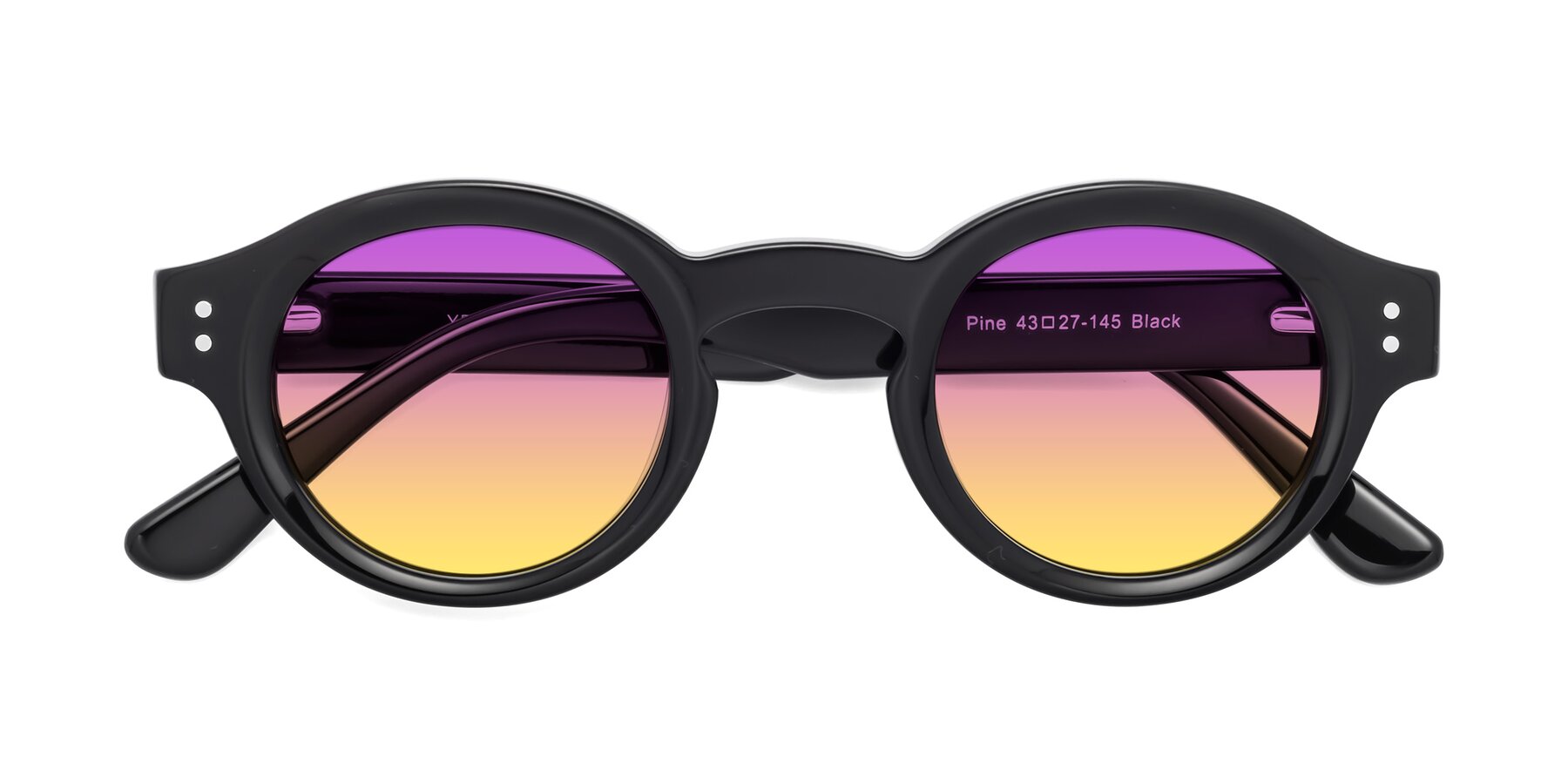 Folded Front of Pine in Black with Purple / Yellow Gradient Lenses