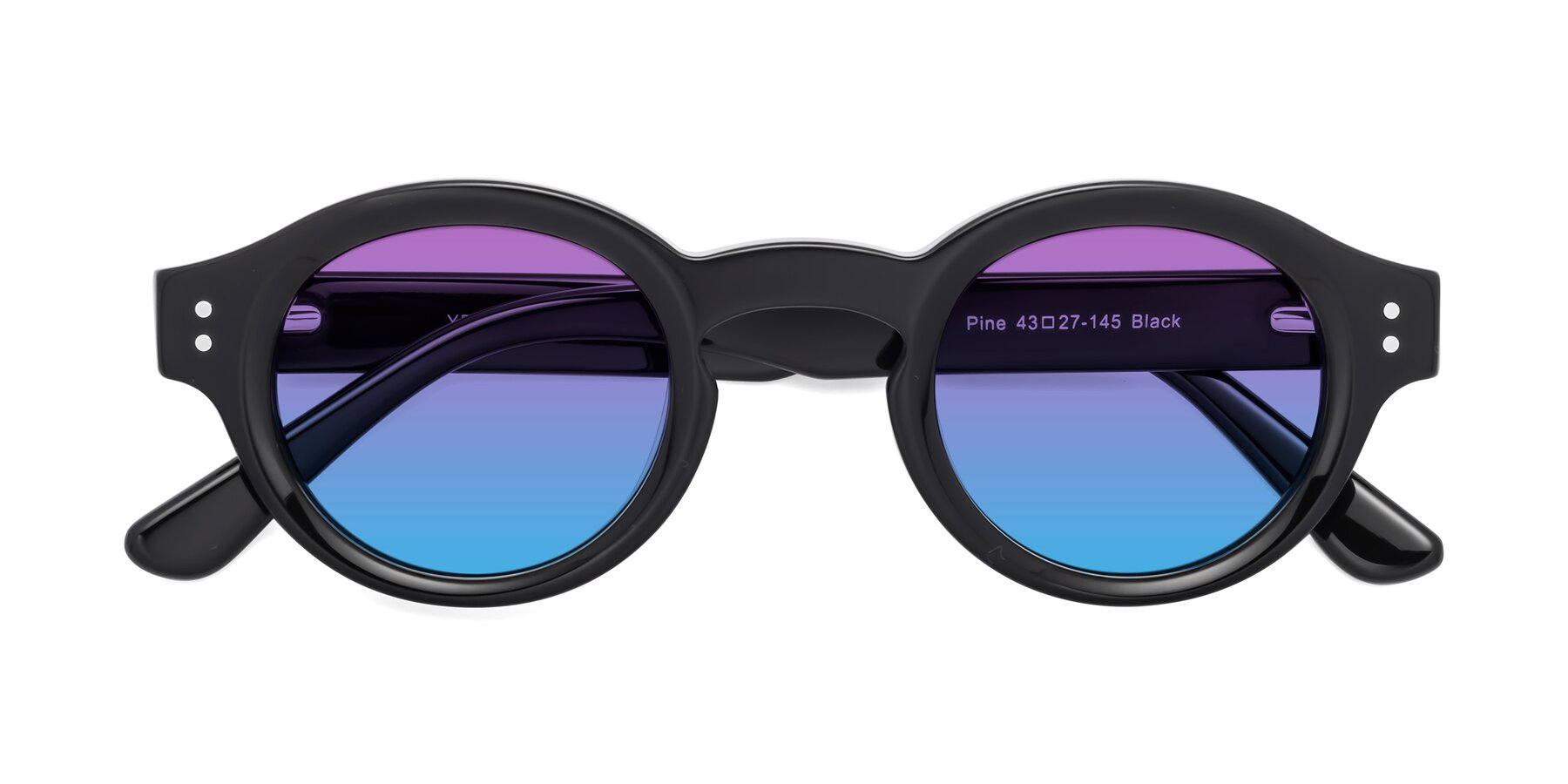 Folded Front of Pine in Black with Purple / Blue Gradient Lenses