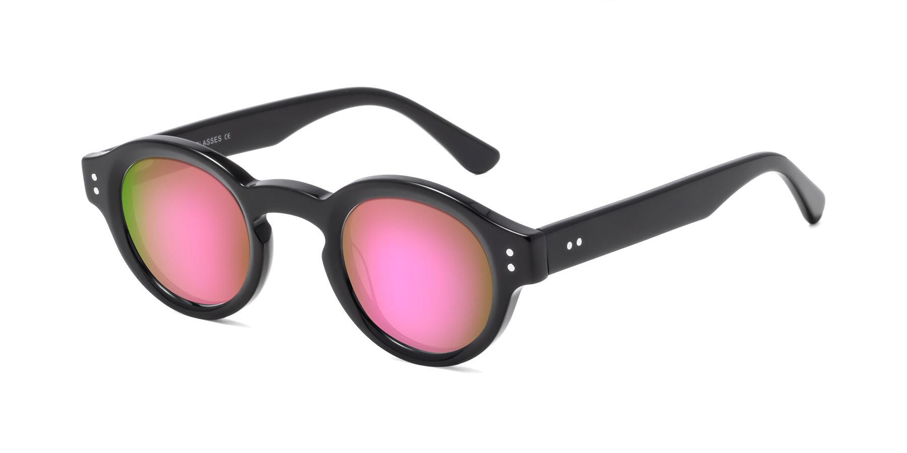 Angle of Pine in Black with Pink Mirrored Lenses