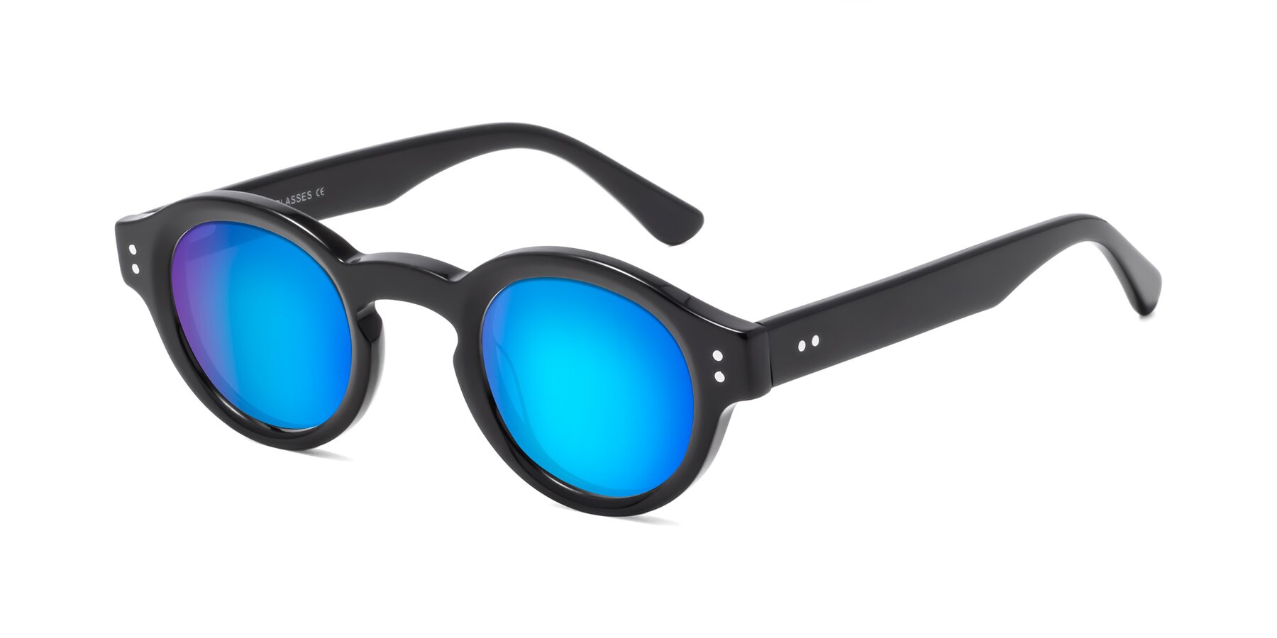 Angle of Pine in Black with Blue Mirrored Lenses