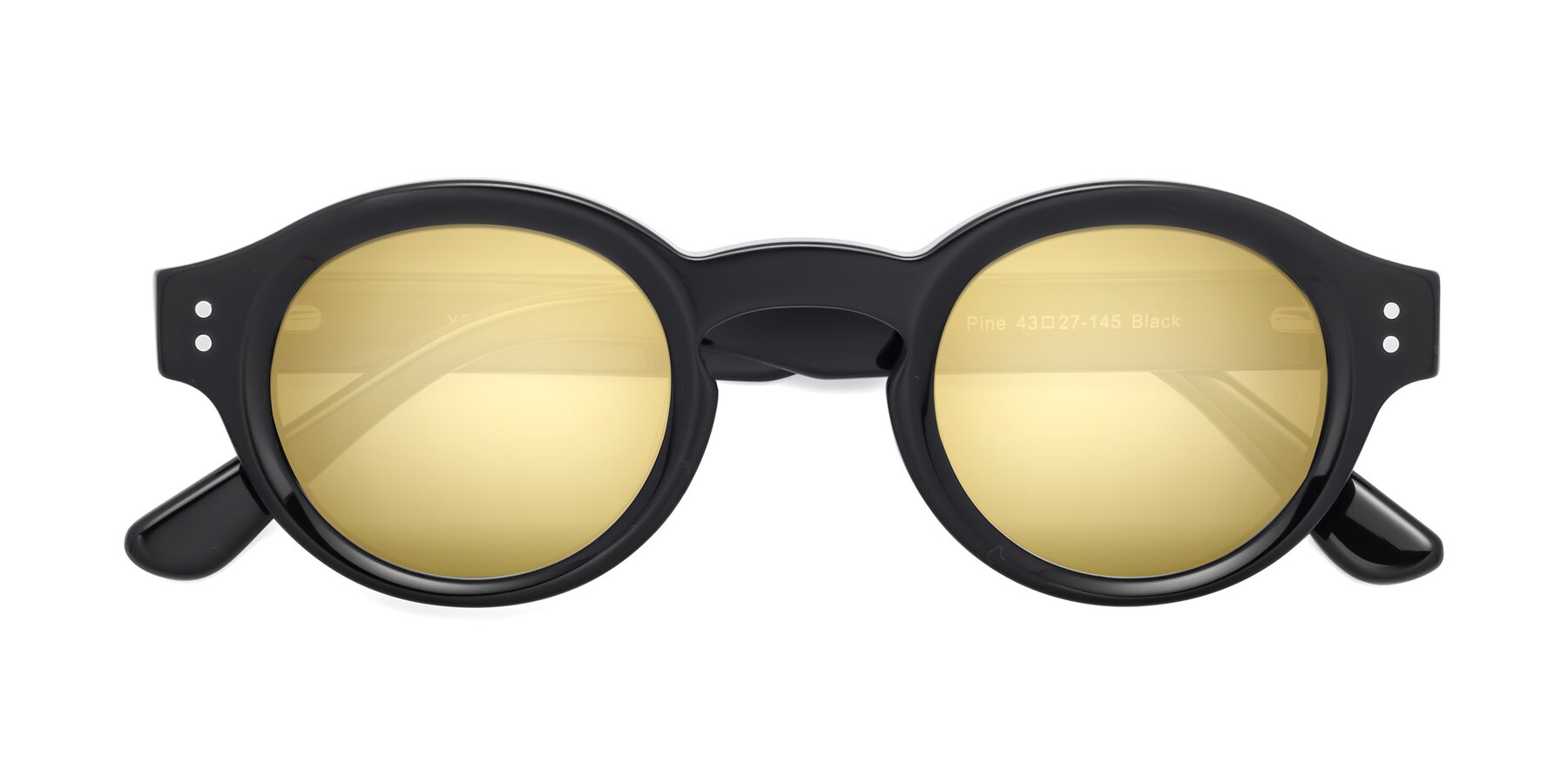 Folded Front of Pine in Black with Gold Mirrored Lenses