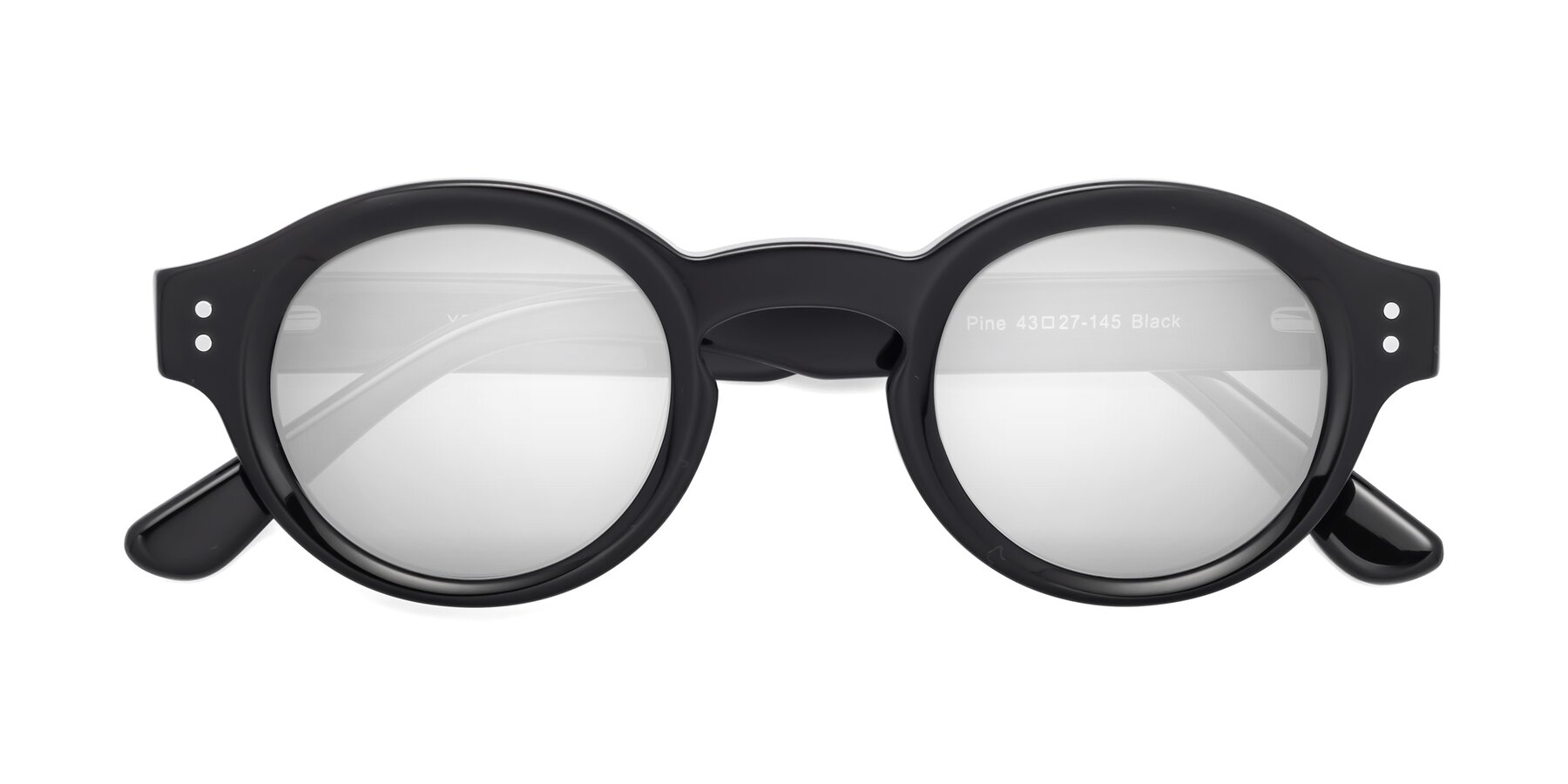 Folded Front of Pine in Black with Silver Mirrored Lenses