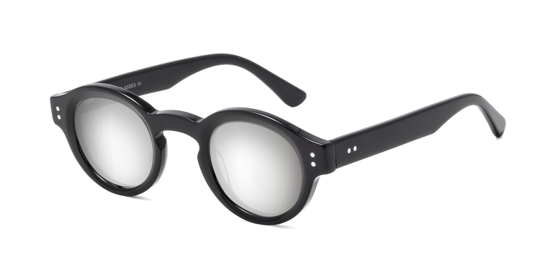 Angle of Pine in Black with Silver Mirrored Lenses