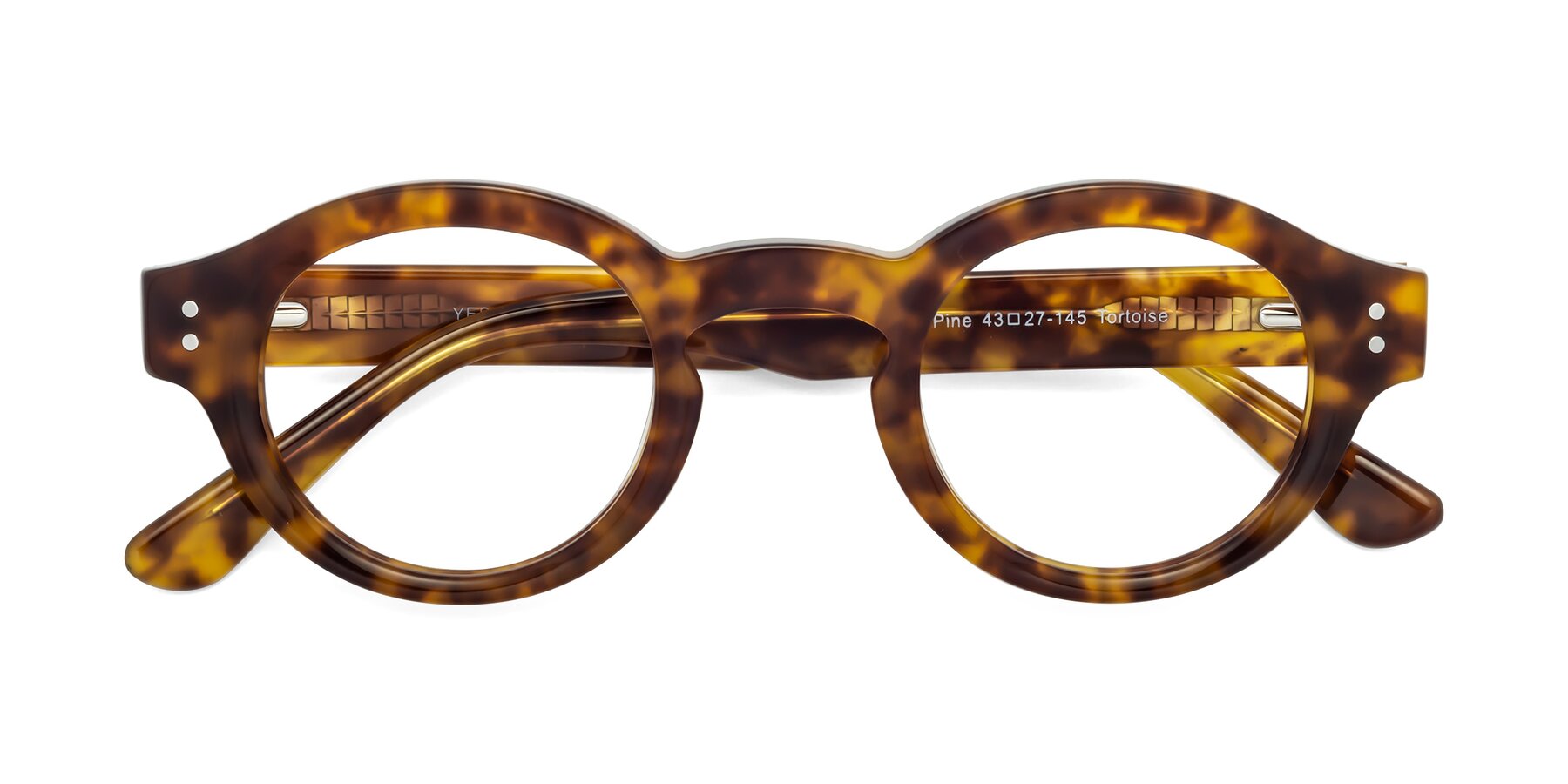 Folded Front of Pine in Tortoise with Clear Eyeglass Lenses