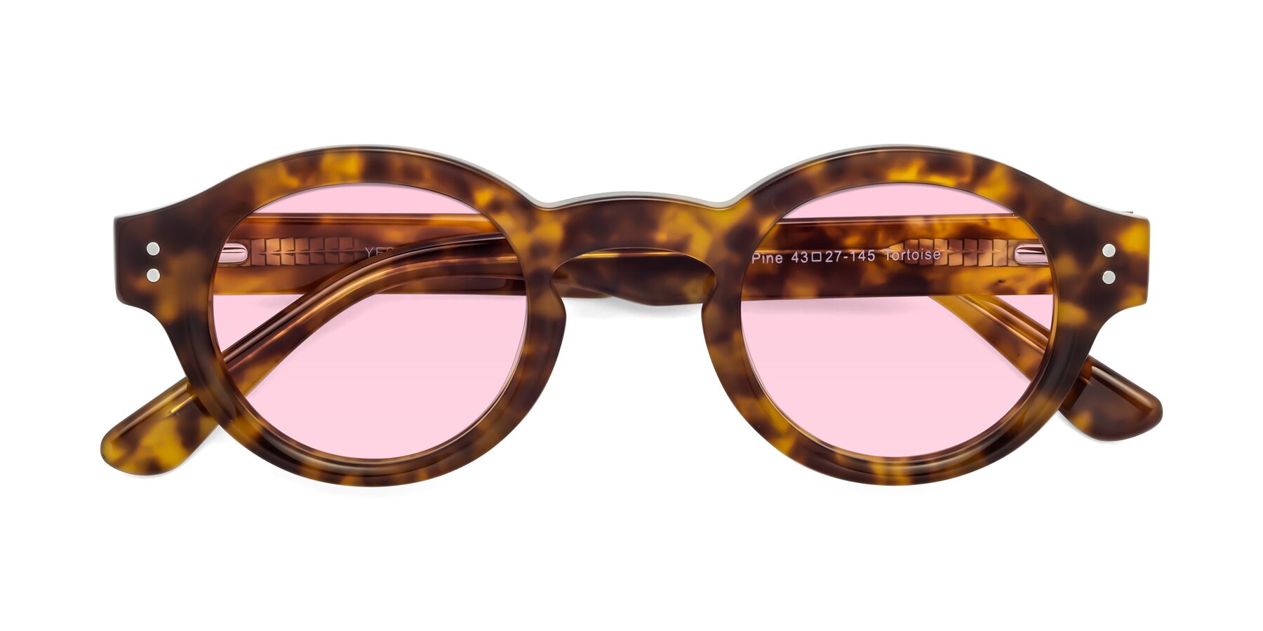Folded Front of Pine in Tortoise with Light Pink Tinted Lenses