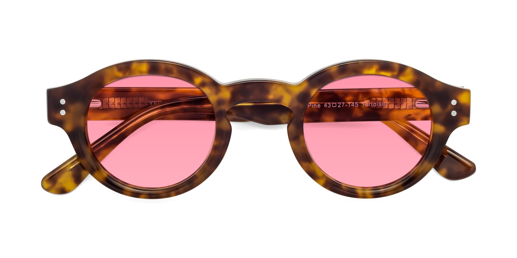 Folded Front of Pine in Tortoise with Pink Tinted Lenses