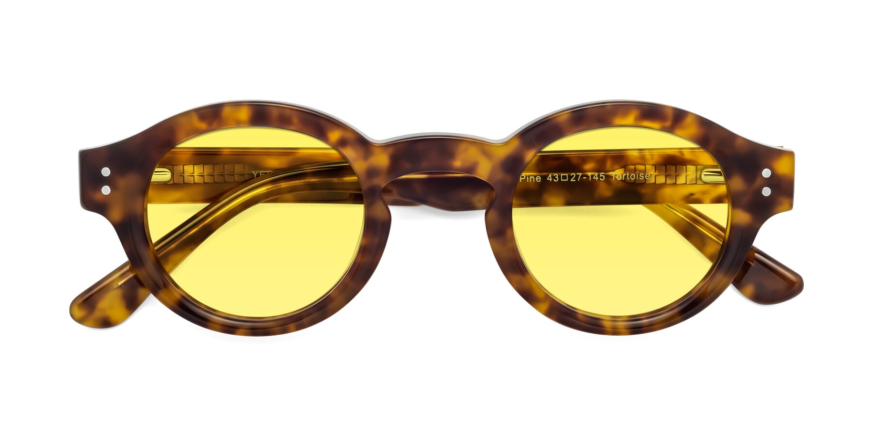 Folded Front of Pine in Tortoise with Medium Yellow Tinted Lenses