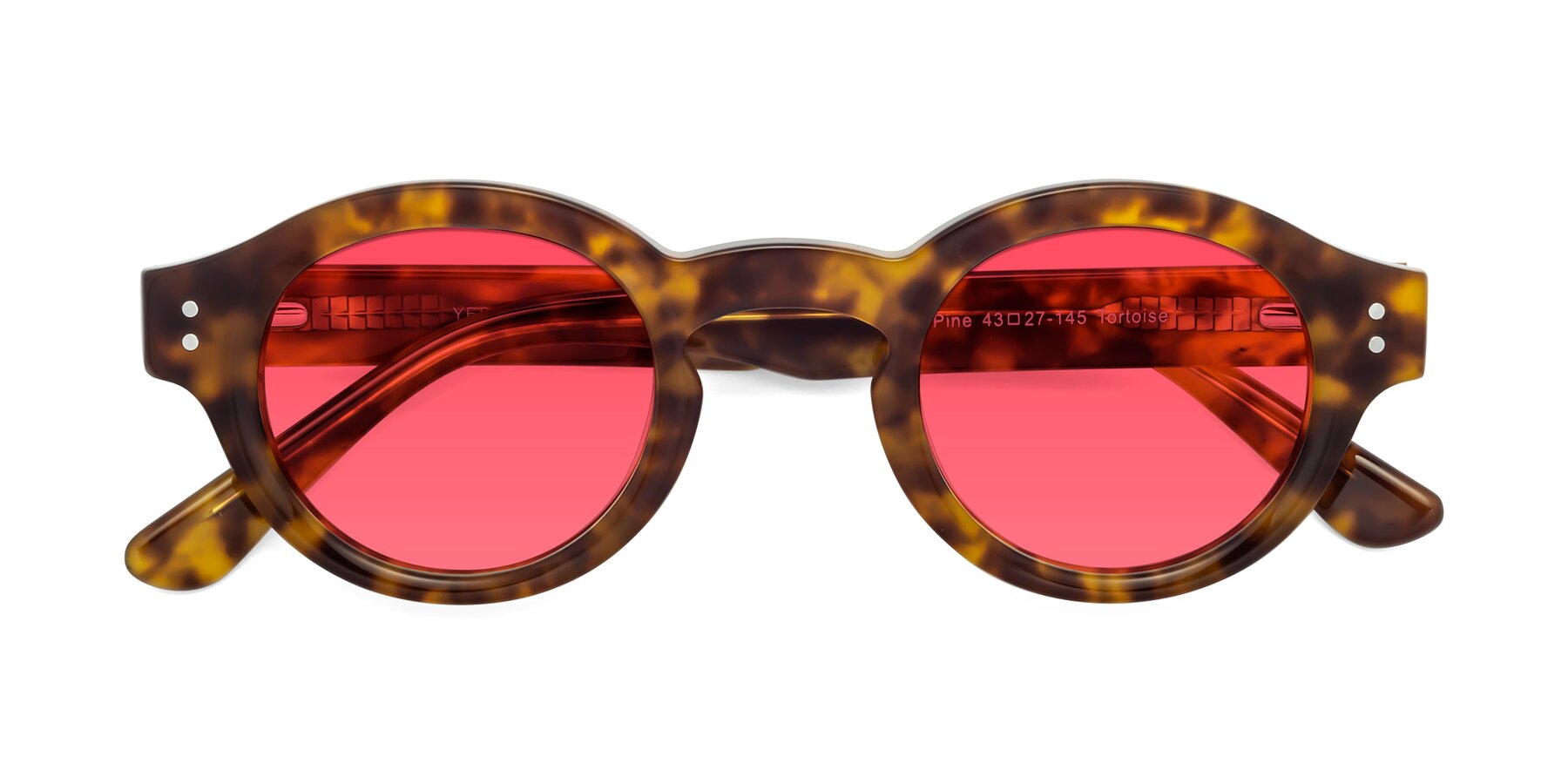 Folded Front of Pine in Tortoise with Red Tinted Lenses