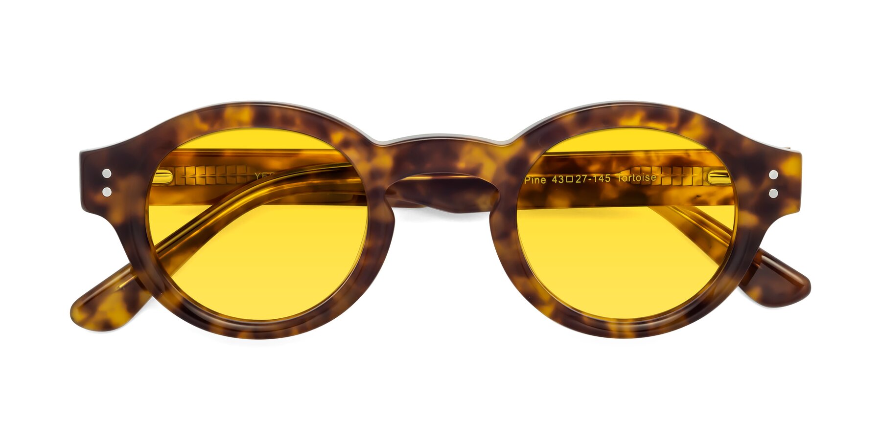Folded Front of Pine in Tortoise with Yellow Tinted Lenses
