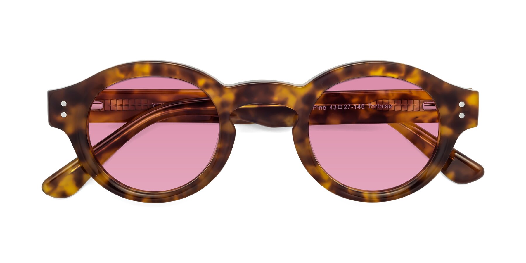 Folded Front of Pine in Tortoise with Medium Wine Tinted Lenses