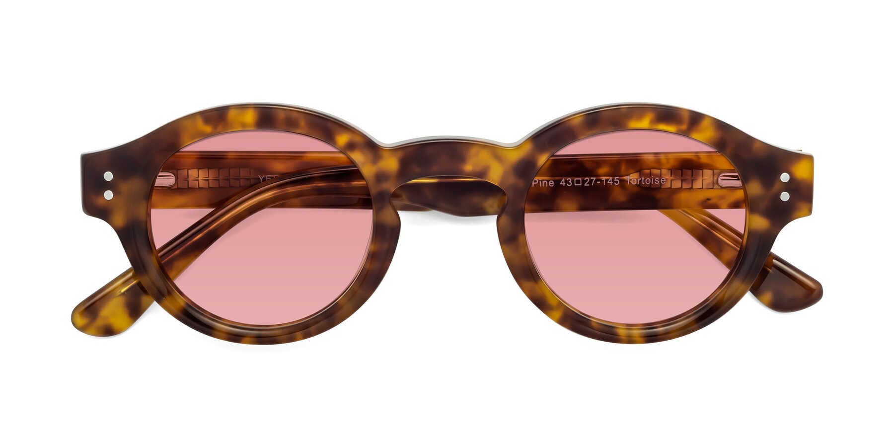 Folded Front of Pine in Tortoise with Medium Garnet Tinted Lenses