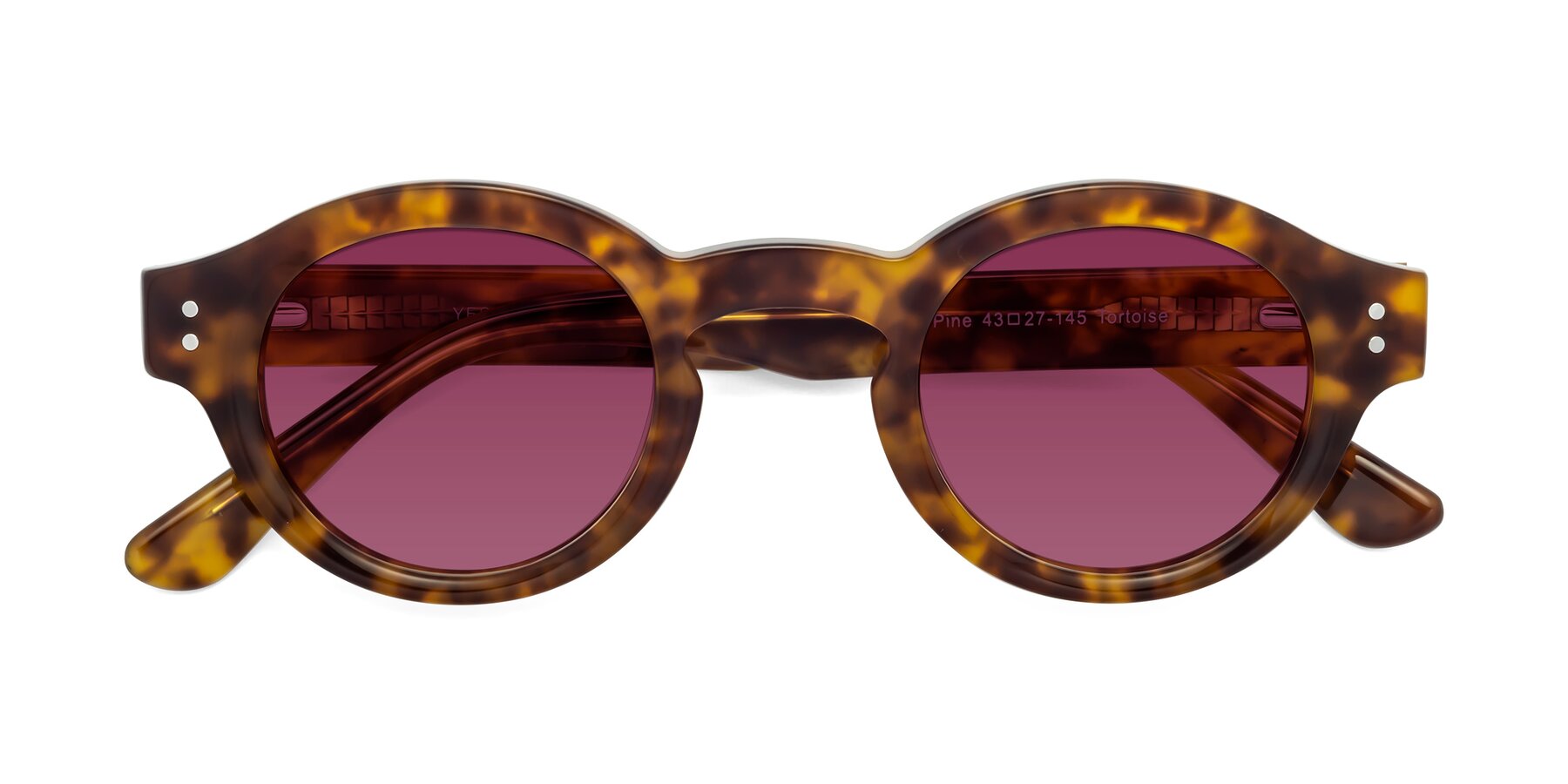 Folded Front of Pine in Tortoise with Wine Tinted Lenses