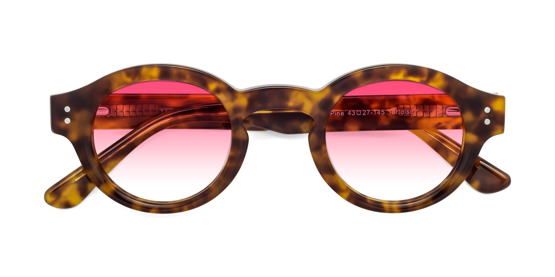 Folded Front of Pine in Tortoise with Pink Gradient Lenses