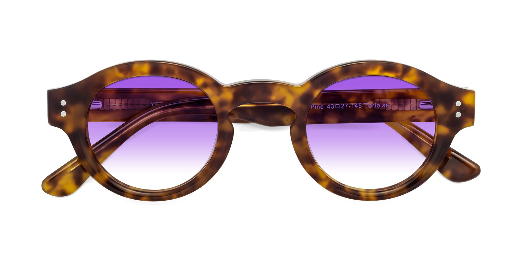 Folded Front of Pine in Tortoise with Purple Gradient Lenses