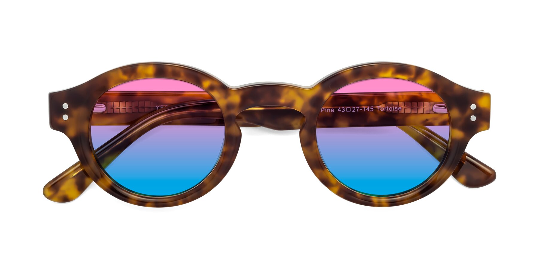 Folded Front of Pine in Tortoise with Pink / Blue Gradient Lenses