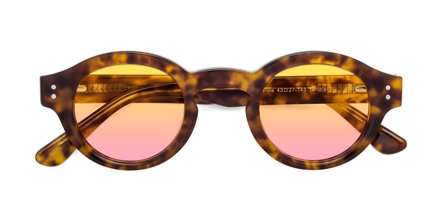 Folded Front of Pine in Tortoise with Yellow / Pink Gradient Lenses
