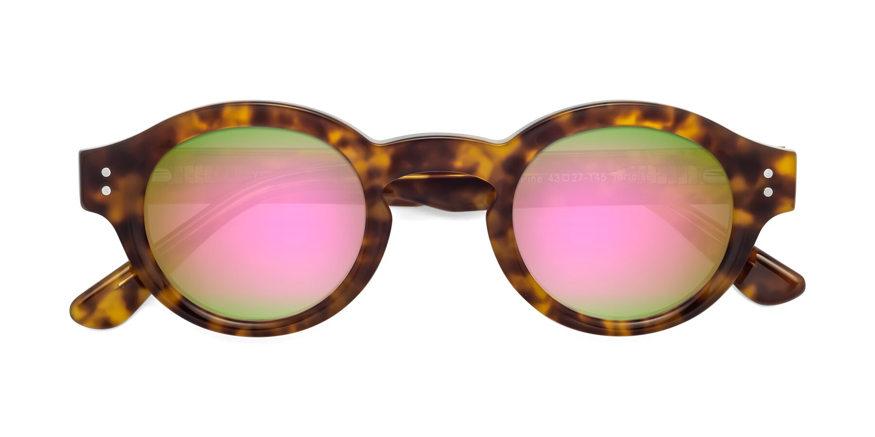 Folded Front of Pine in Tortoise with Pink Mirrored Lenses
