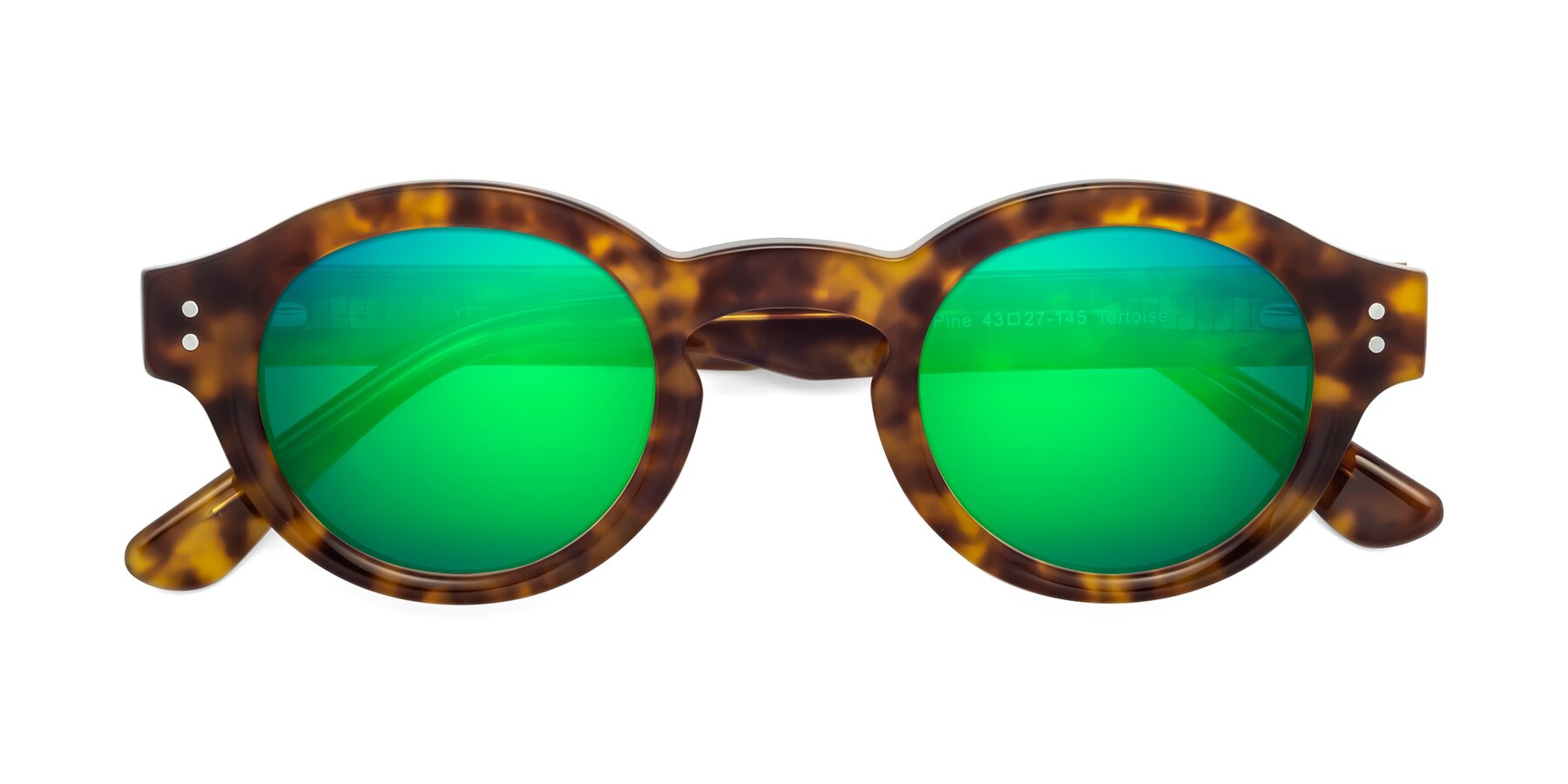 Folded Front of Pine in Tortoise with Green Mirrored Lenses