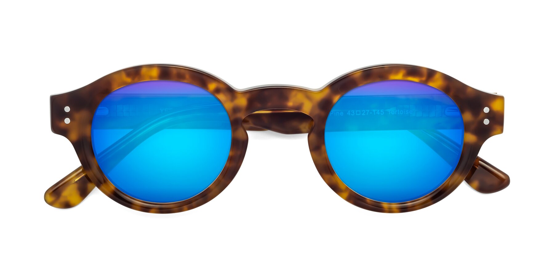 Folded Front of Pine in Tortoise with Blue Mirrored Lenses