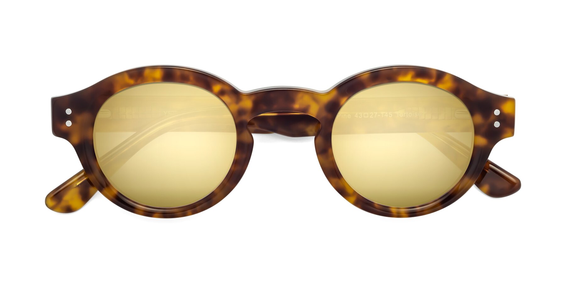 Folded Front of Pine in Tortoise with Gold Mirrored Lenses