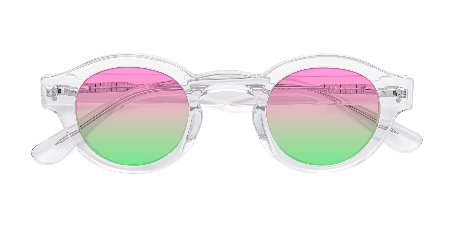 Folded Front of Pine in Clear with Pink / Green Gradient Lenses
