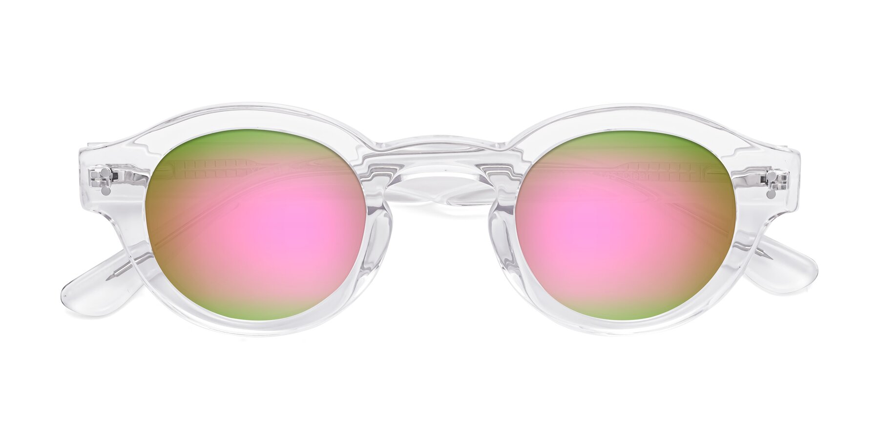Folded Front of Pine in Clear with Pink Mirrored Lenses