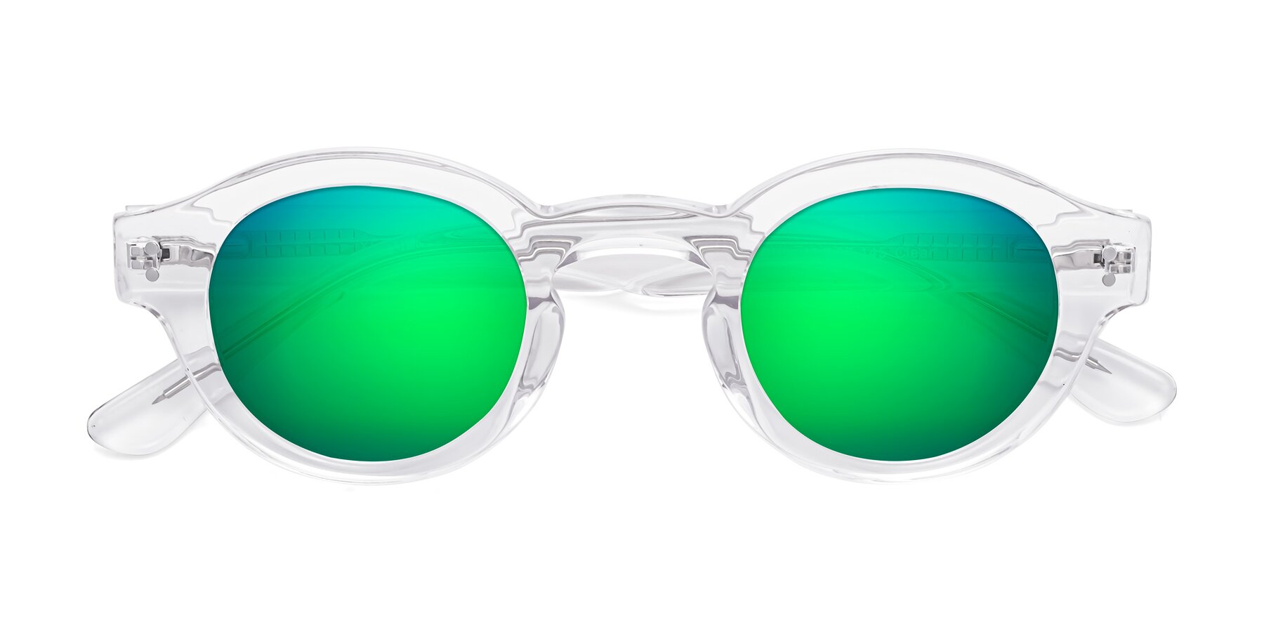 Folded Front of Pine in Clear with Green Mirrored Lenses
