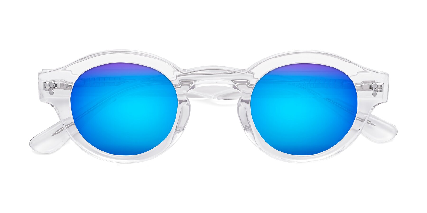 Folded Front of Pine in Clear with Blue Mirrored Lenses