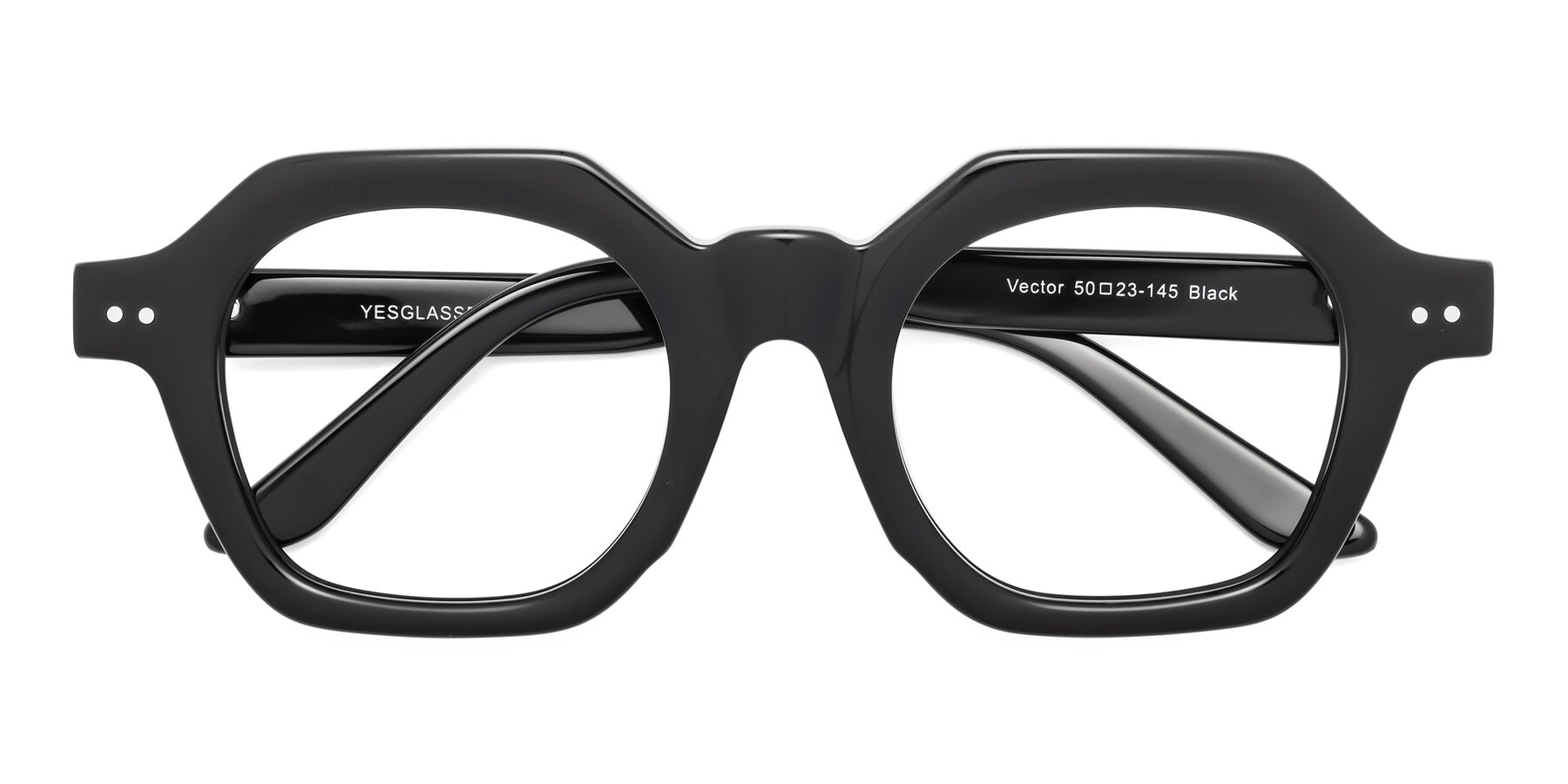 Folded Front of Vector in Black with Clear Eyeglass Lenses