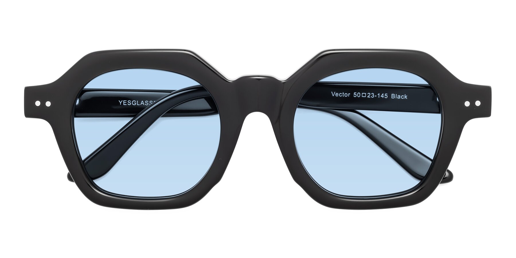 Folded Front of Vector in Black with Light Blue Tinted Lenses