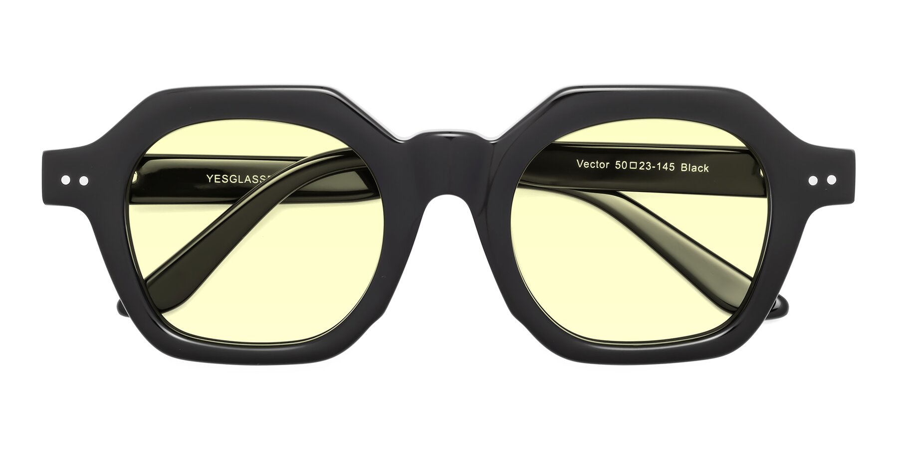 Folded Front of Vector in Black with Light Yellow Tinted Lenses