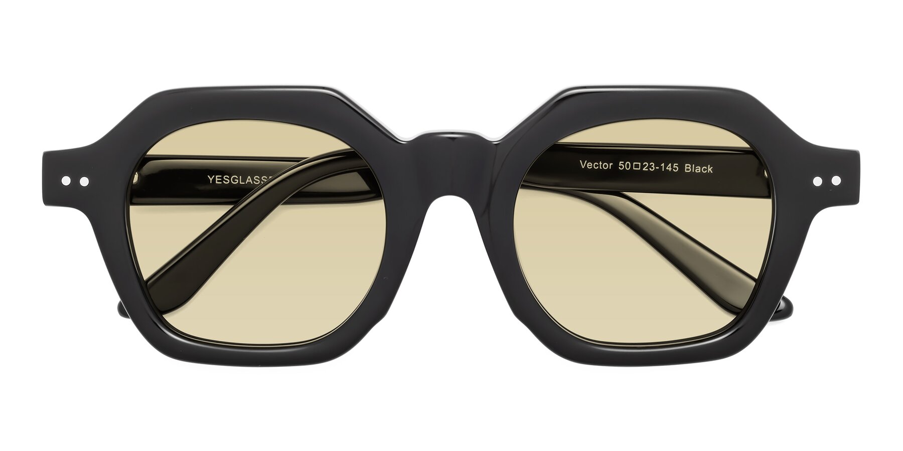 Folded Front of Vector in Black with Light Champagne Tinted Lenses