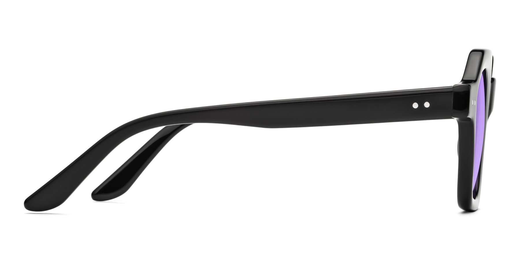 Side of Vector in Black with Medium Purple Tinted Lenses