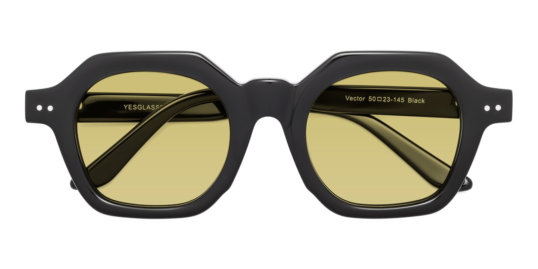 Folded Front of Vector in Black with Medium Champagne Tinted Lenses