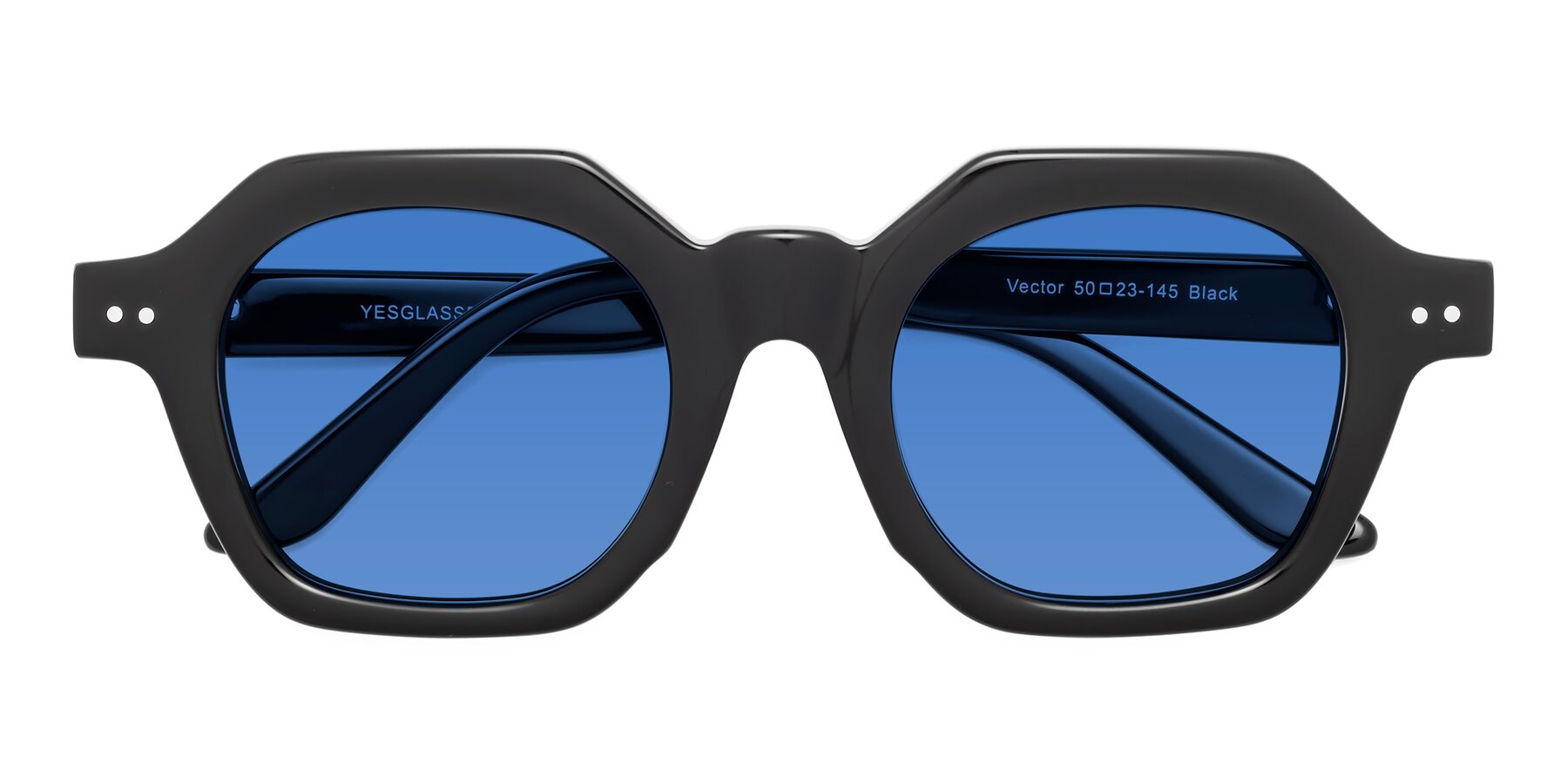 Folded Front of Vector in Black with Blue Tinted Lenses