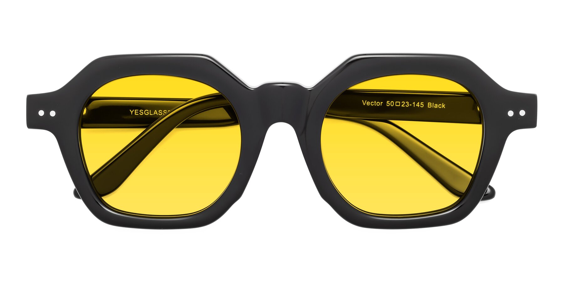 Folded Front of Vector in Black with Yellow Tinted Lenses
