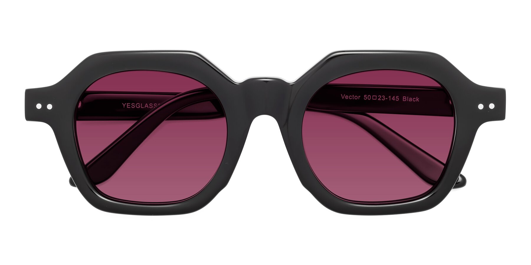 Folded Front of Vector in Black with Wine Tinted Lenses