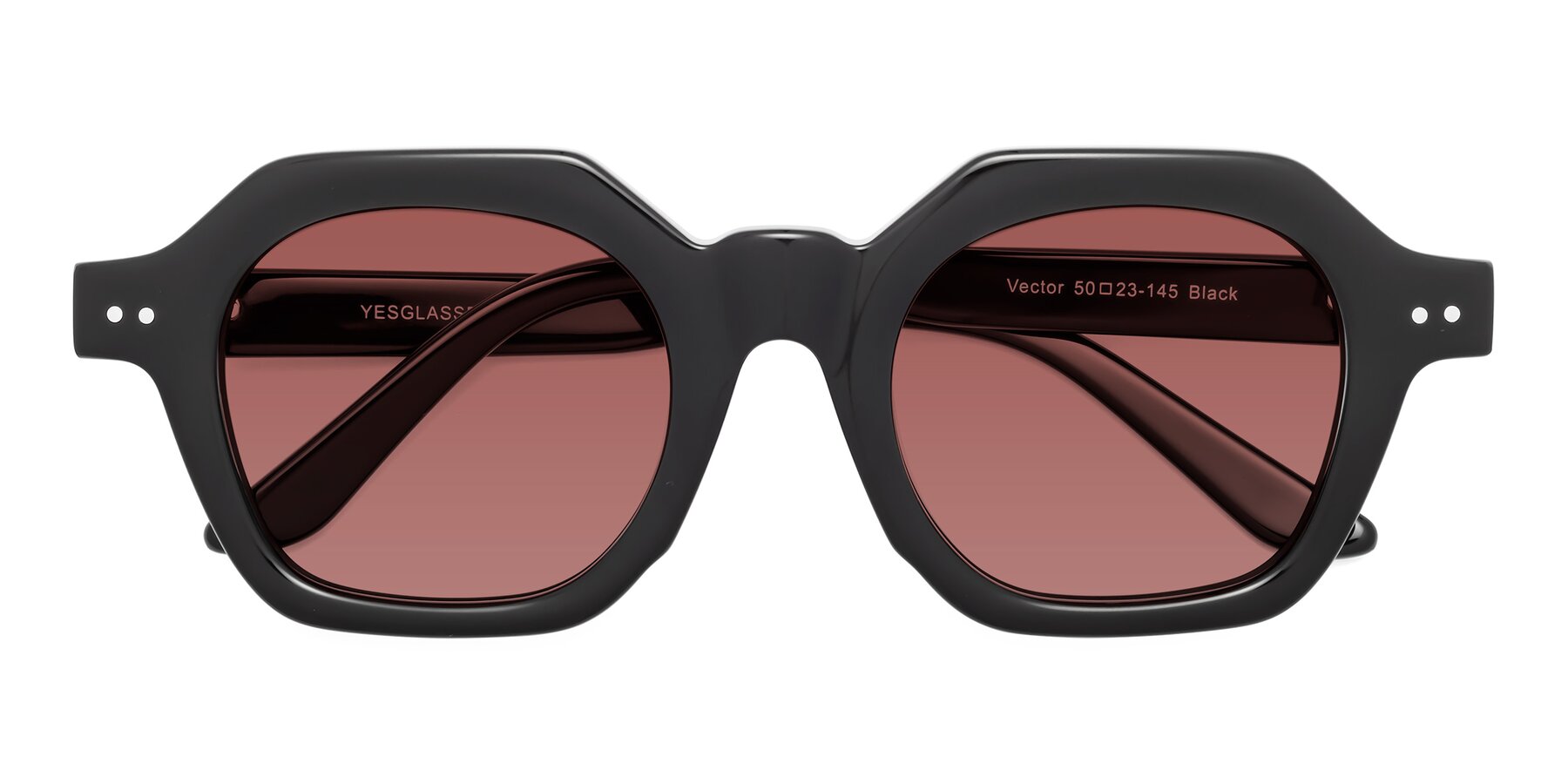 Folded Front of Vector in Black with Garnet Tinted Lenses