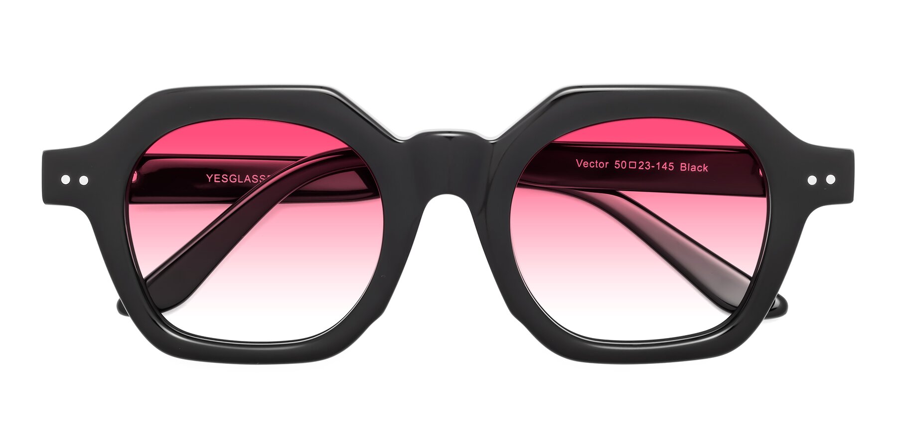 Folded Front of Vector in Black with Pink Gradient Lenses