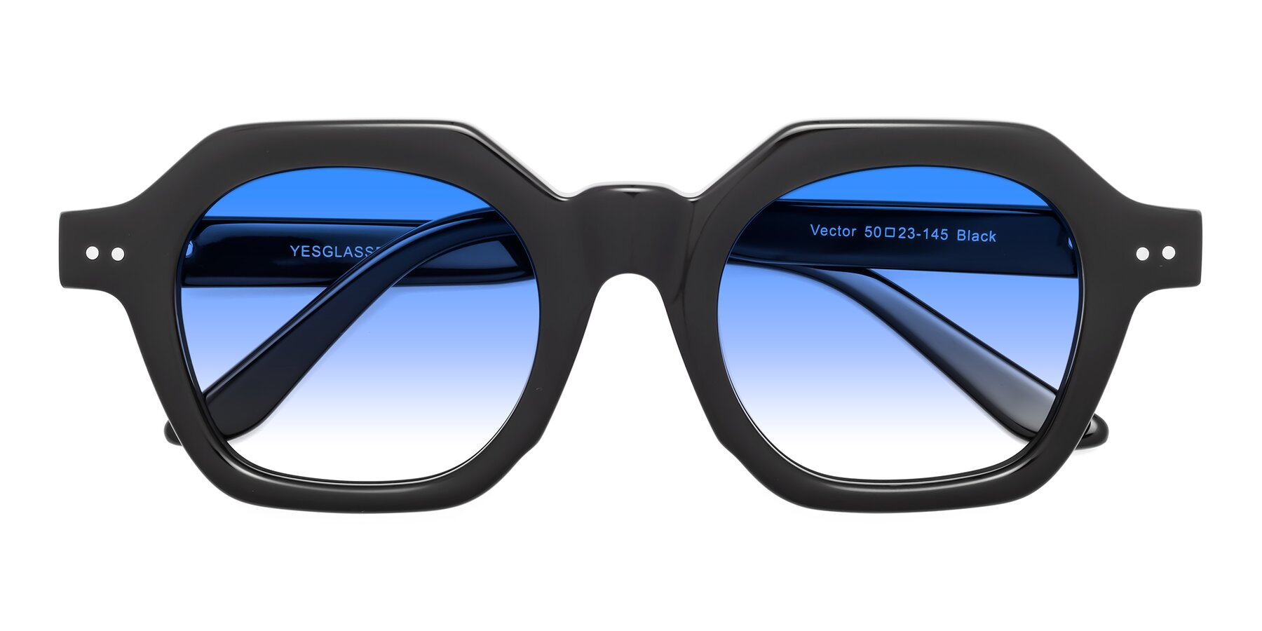 Folded Front of Vector in Black with Blue Gradient Lenses