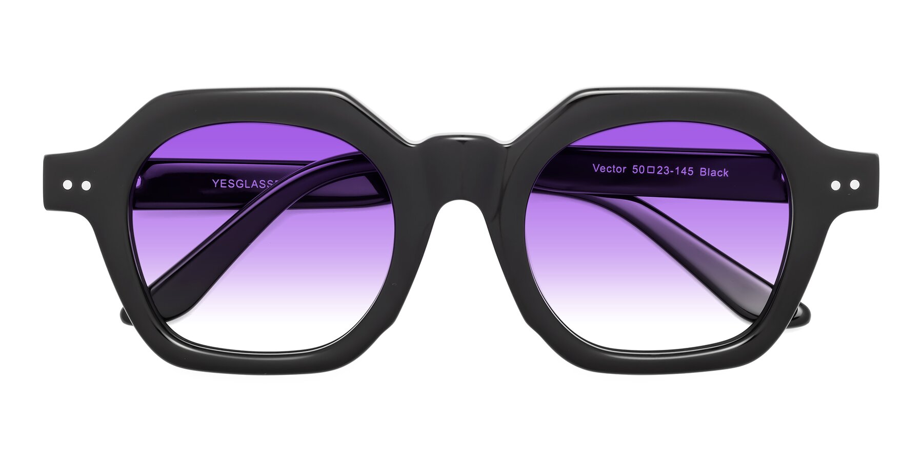Folded Front of Vector in Black with Purple Gradient Lenses