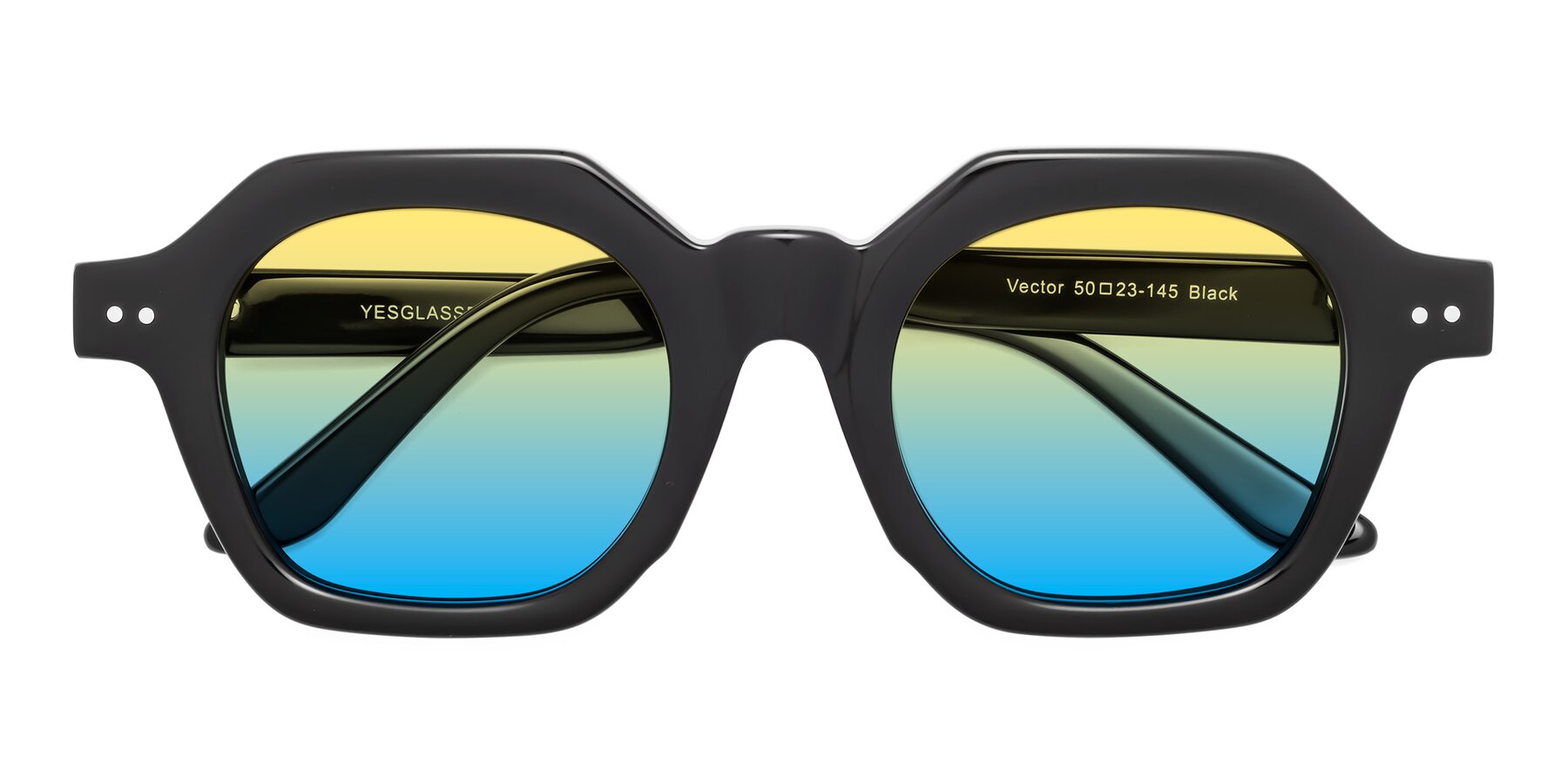 Folded Front of Vector in Black with Yellow / Blue Gradient Lenses
