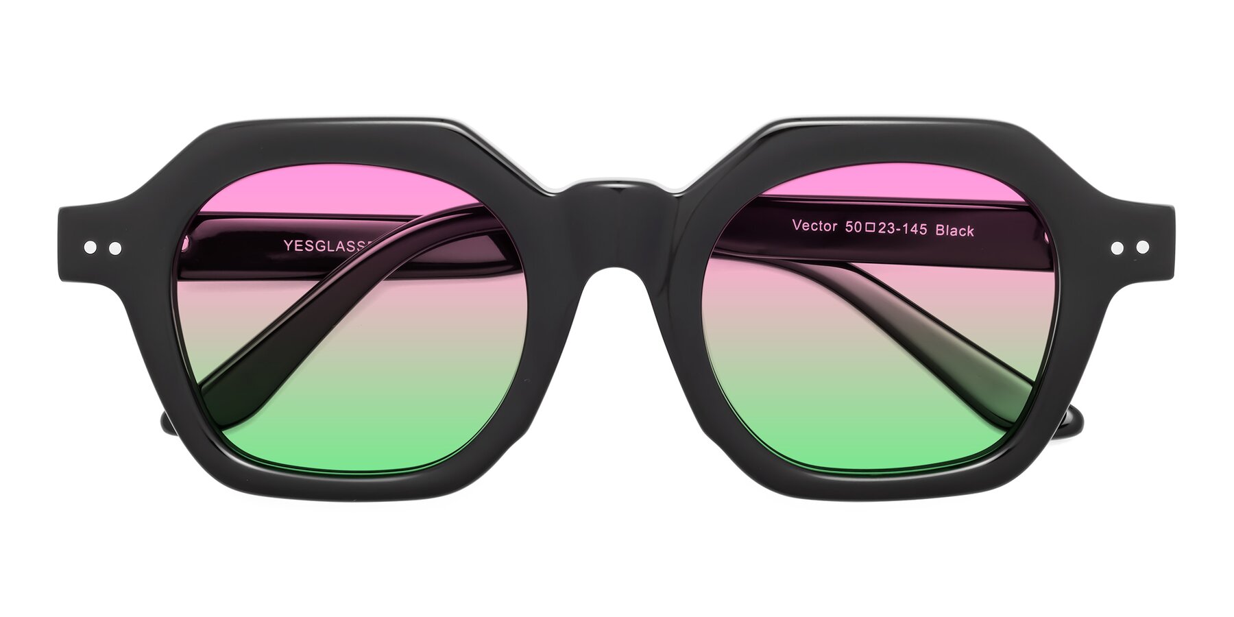 Folded Front of Vector in Black with Pink / Green Gradient Lenses